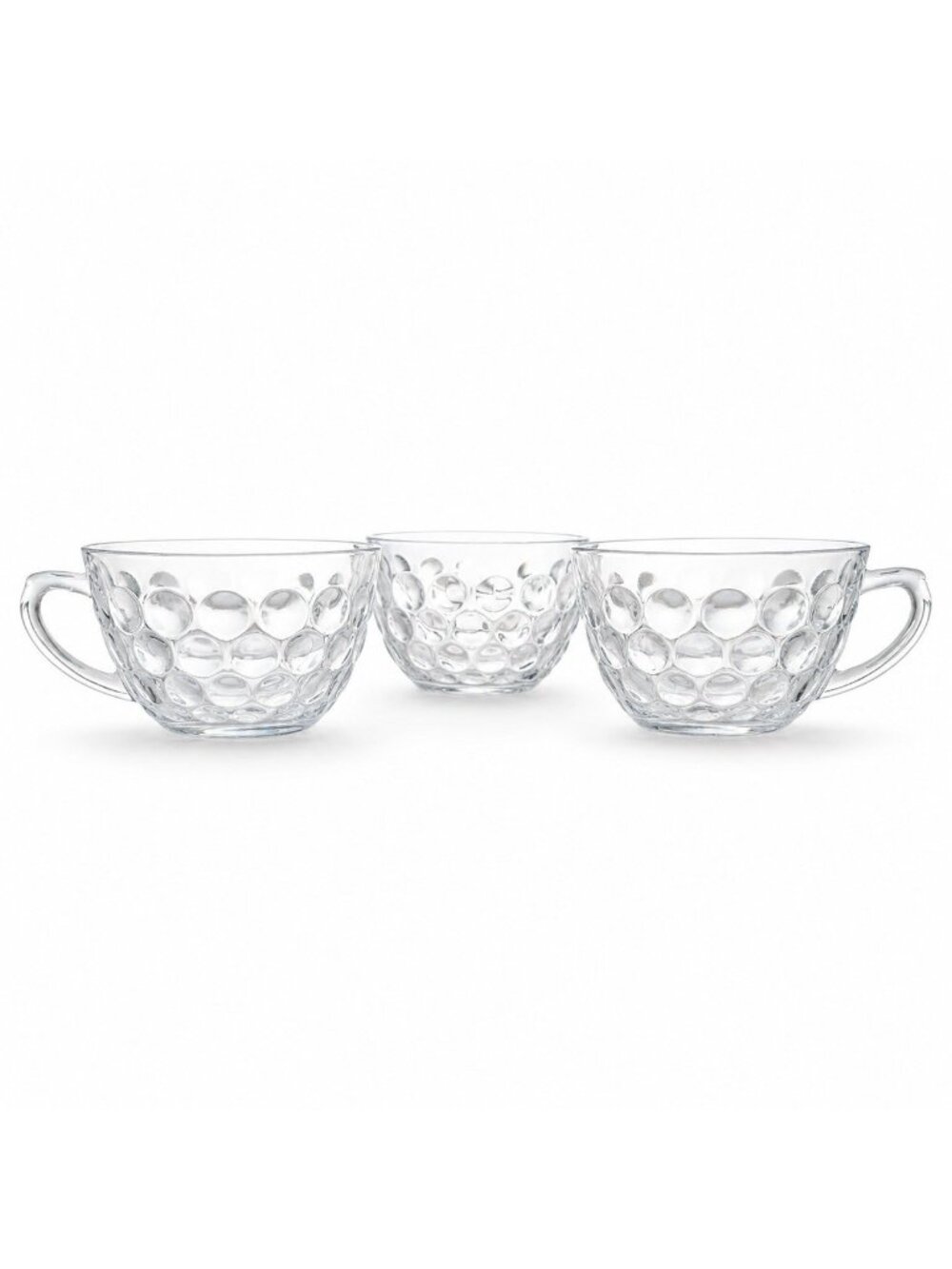 Vintage Anchor Hocking Bubble Clear Depression Glass Tea Cups Set of 3